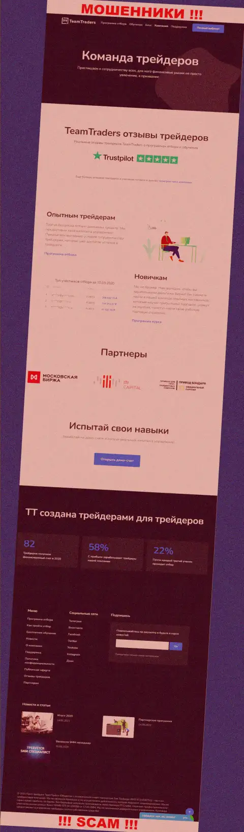 Web-сайт шулеров Team Traders - это стопудовый разводняк реальных клиентов