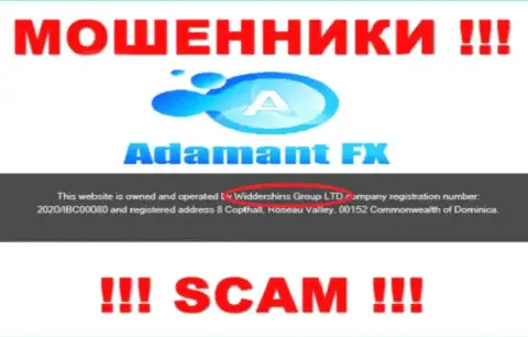 Данные о юридическом лице AdamantFX на их официальном ресурсе имеются - это Виддерсхинс Груп Лтд