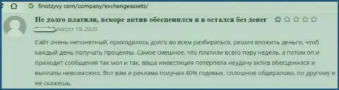 Комментарий о Exchange Assets - это развод, деньги вкладывать опасно