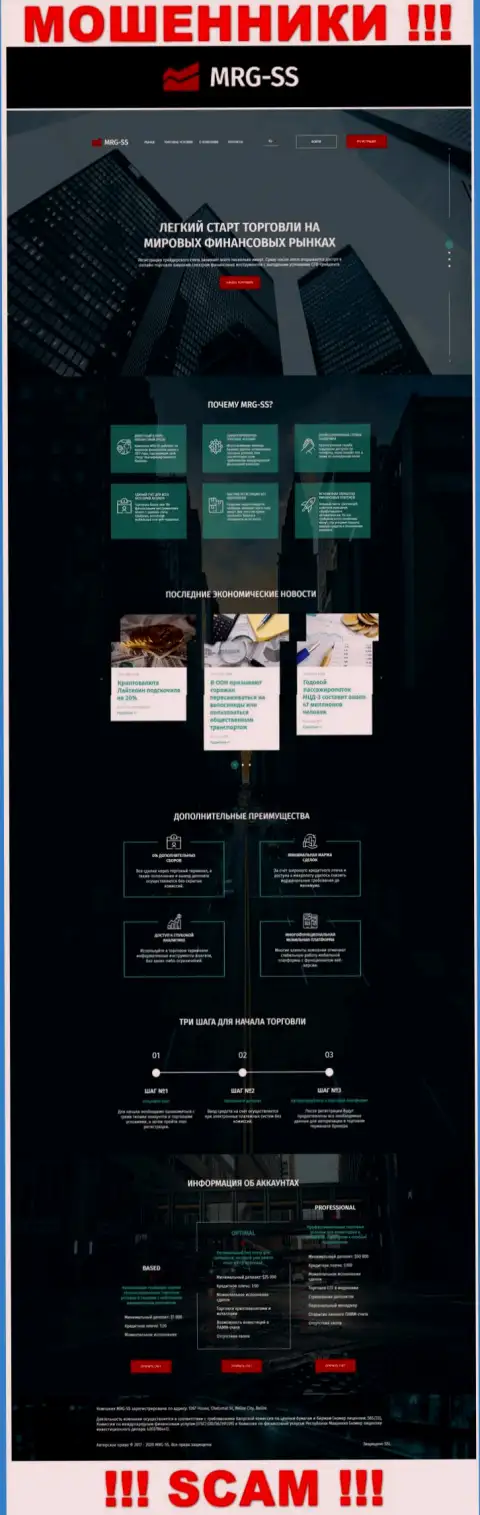 Внешний вид официального портала преступно действующей конторы MRG SS
