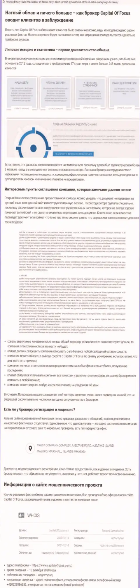 Обзорная публикация со стопудовыми доказательствами противоправных уловок Capital Of Focus