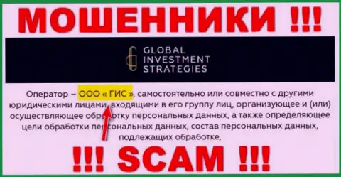 ООО ГИС - руководство незаконно действующей организации Global Investment Strategies