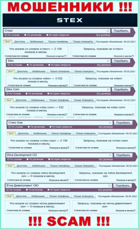 Сколько раз интересовались шулерами Стекс в поисковиках инета ?