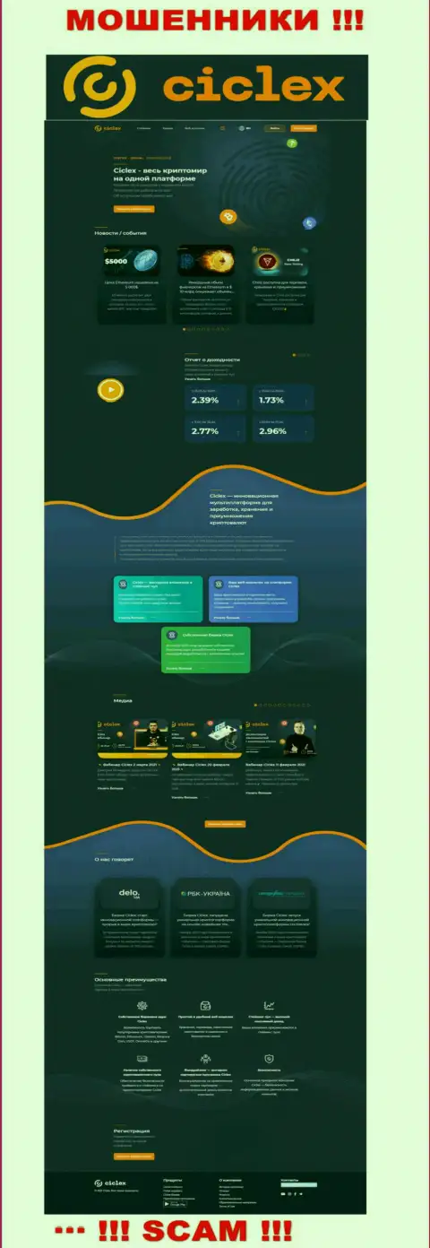 Внешний вид официальной интернет-странички мошеннической компании Ciclex