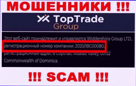 Номер регистрации Top TradeGroup - 2020/IBC00080 от утраты вложенных денежных средств не убережет