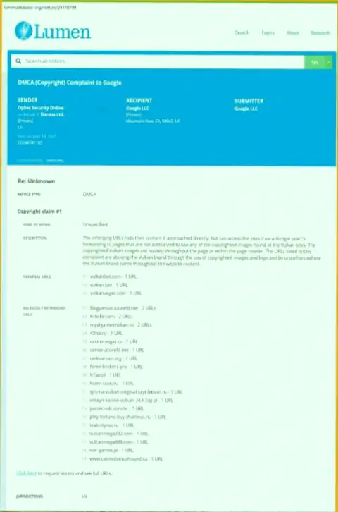 Жалоба интернет мошенников Вулкан Роял в ДМСА