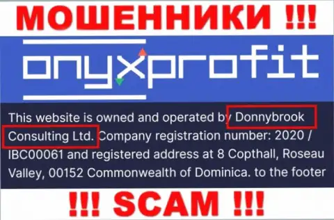 Юр. лицо конторы OnyxProfit Pro - это Donnybrook Consulting Ltd, информация позаимствована с официального сервиса