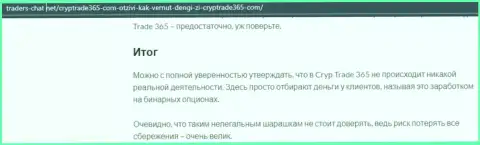 КрипТрейд 365 - это контора, работа с которой доставляет лишь потери (обзор неправомерных действий)