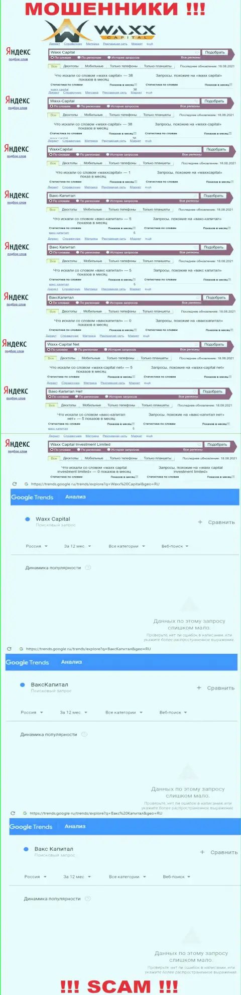 Сколько людей искало сведения о Waxx Capital - статистика онлайн-запросов по данной организации