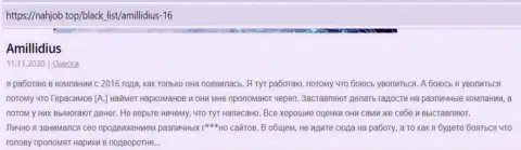 Отзыв пользователя глобальной сети интернет о фирме Амиллидиус Ком с сайта Nahjob Top