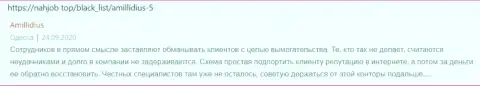 Еще один реальный клиент Амиллидиус Ком не советует сотрудничать с указанной конторой, коммент с информационного сервиса nahjob top