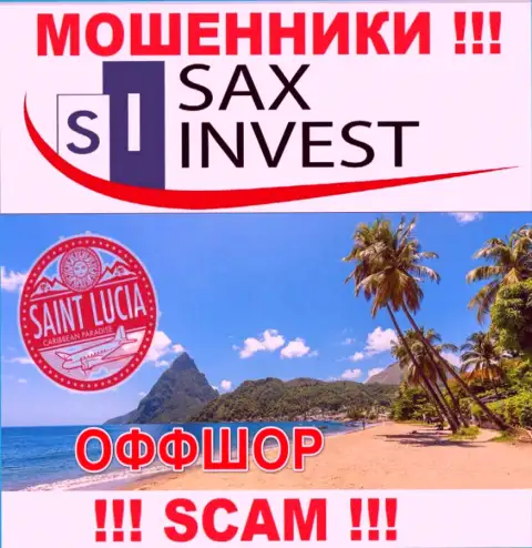 Т.к. SaxInvest базируются на территории Saint Lucia, слитые финансовые вложения от них не забрать