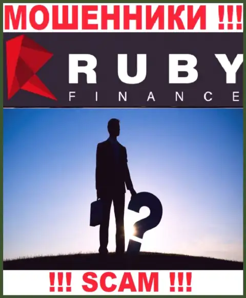 Желаете знать, кто конкретно руководит компанией Ruby Finance ? Не получится, данной инфы найти не удалось