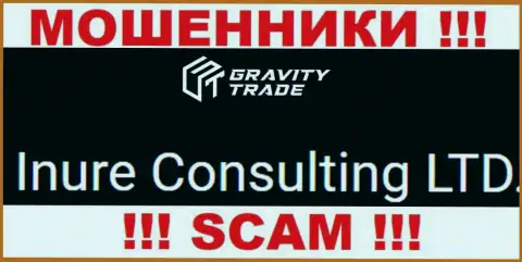 Юр. лицом, владеющим махинаторами Гравити-Трейд Ком, является Inure Consulting LTD