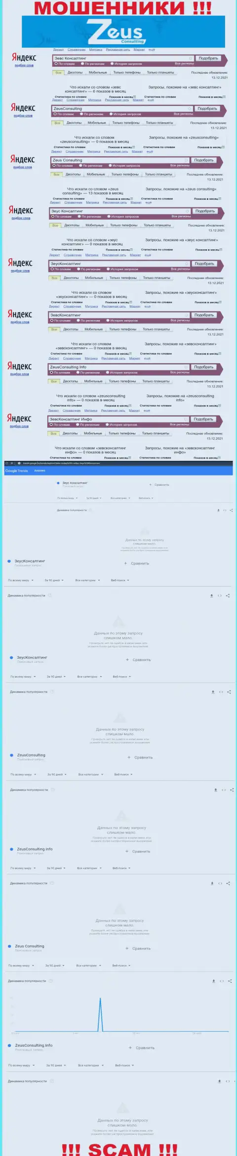 Сколько раз пользователи сети интернет искали данные об кидалах ZeusConsulting ???