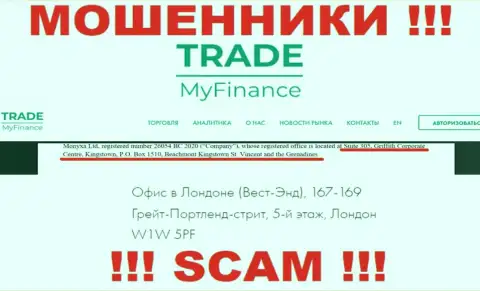 Не взаимодействуйте с организацией Trade My Finance - указанные махинаторы пустили корни в оффшоре по адресу Suite 305, Griffith Corporate Centre, P.O. Box 1510,Beachmont Kingstown, Saint Vincent and the Grenadines