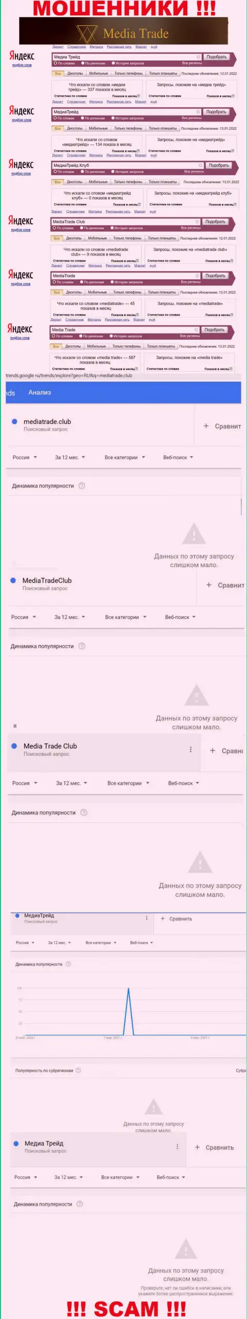 Статистика поисков инфы о интернет аферистах Медиа Трейд