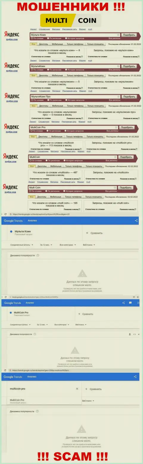 Статистические данные online запросов по бренду MultiCoin