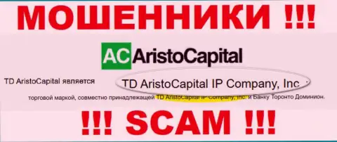 Юридическое лицо аферистов АристоКапитал Ком - это TD AristoCapital IP Company, Inc, информация с онлайн-ресурса лохотронщиков