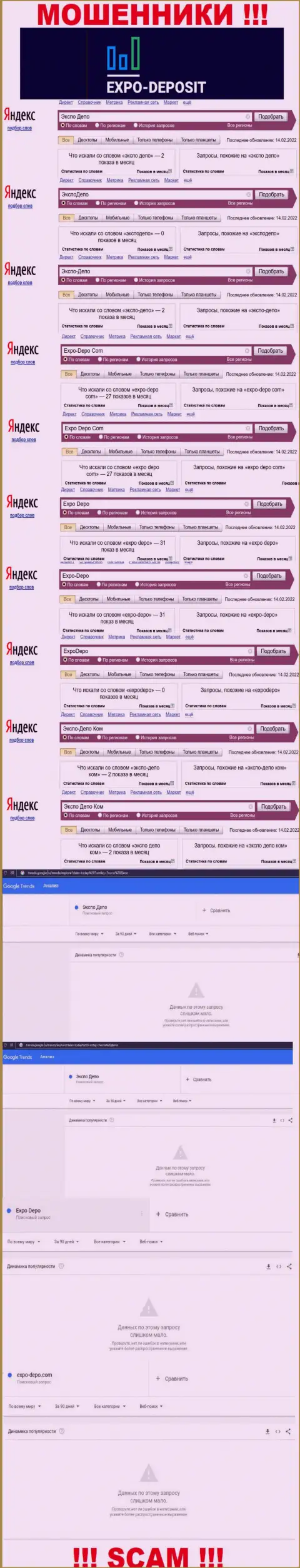Как часто интересовались шулерами Expo-Depo в интернет поисковиках ?