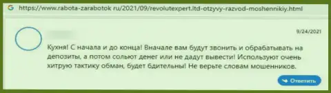 РеволютЭксперт Лтд - это полный разводняк, облапошивают лохов и крадут их вложения (мнение)