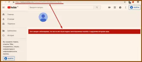 EXANTE смогли добиться блокировки видео канала на ЮТУБ с разоблачающим их жульническую деятельность материалом