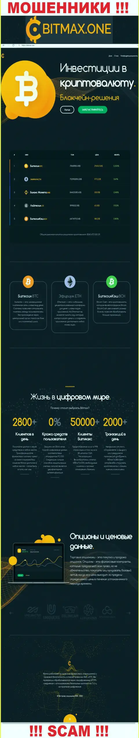 Липовая информация от конторы Битмакс на официальном сайте мошенников