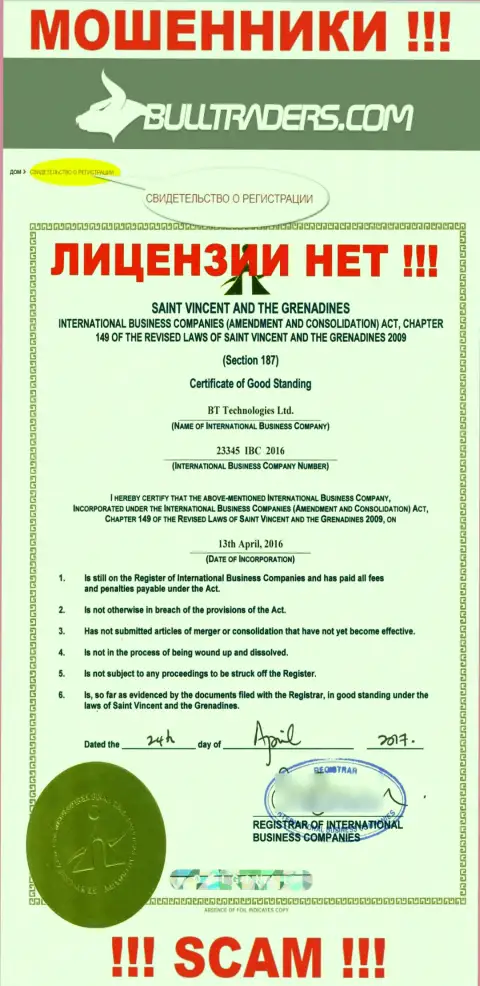 Работа воров BT Technologies LTD заключается в краже депозитов, в связи с чем у них и нет лицензии