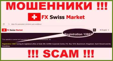 Как указано на официальном веб-сервисе шулеров FXSwiss Market: 13957 - это их номер регистрации