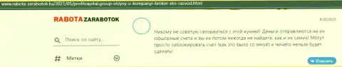 Достоверный отзыв об ProfitCapital Group - это грабеж, сбережения вкладывать слишком рискованно