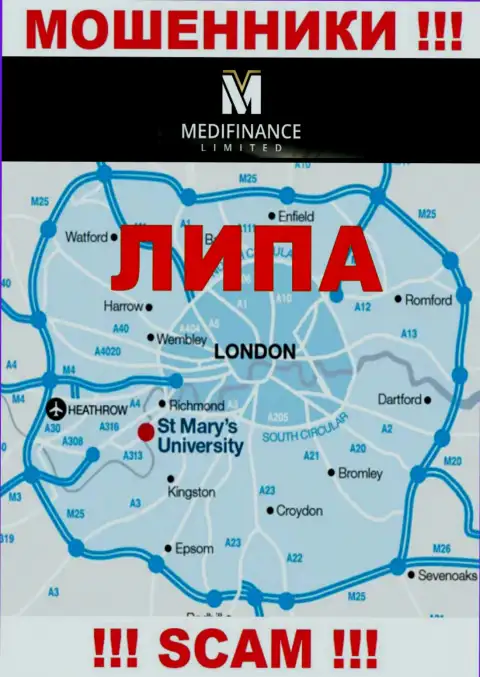 Будьте очень осторожны, на онлайн-сервисе обманщиков Меди Финанс фейковые данные относительно юрисдикции