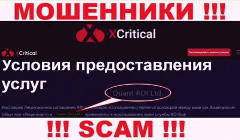 Жульническая компания XCritical в собственности такой же противозаконно действующей организации Quant ROI LTD