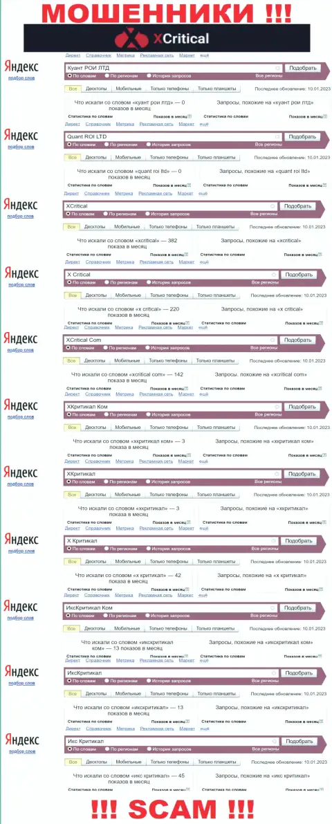 Именно такое количество онлайн-запросов в инете по мошенникам XCritical Com