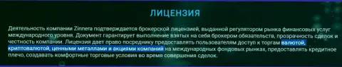 Инструменты для спекулирования дилинговой организации Зиннейра