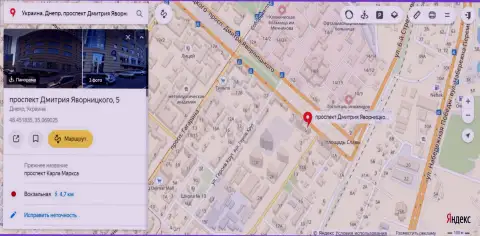 Проданный одним из сотрудников 770 Капитал почтовый адрес мошеннической Форекс конторы на Yandex Maps