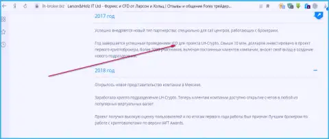 Справочная инфа из официального сайта ФОРЕКС дилингового центра Ларсон и Хольц о его совместной работе с брокером ЛНКрипто
