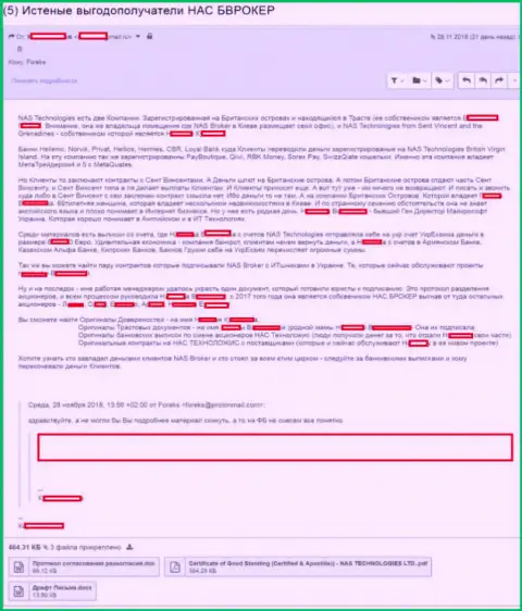 Основной источник справочной информации о бенефициарах жульнической форекс организации NAS Broker